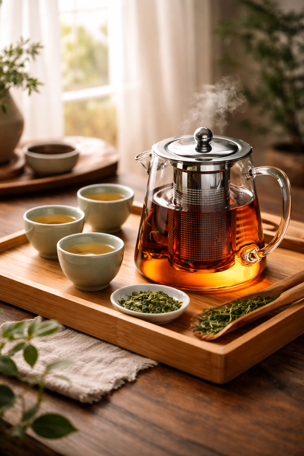 Théière en verre borosilicate avec infuseur inox