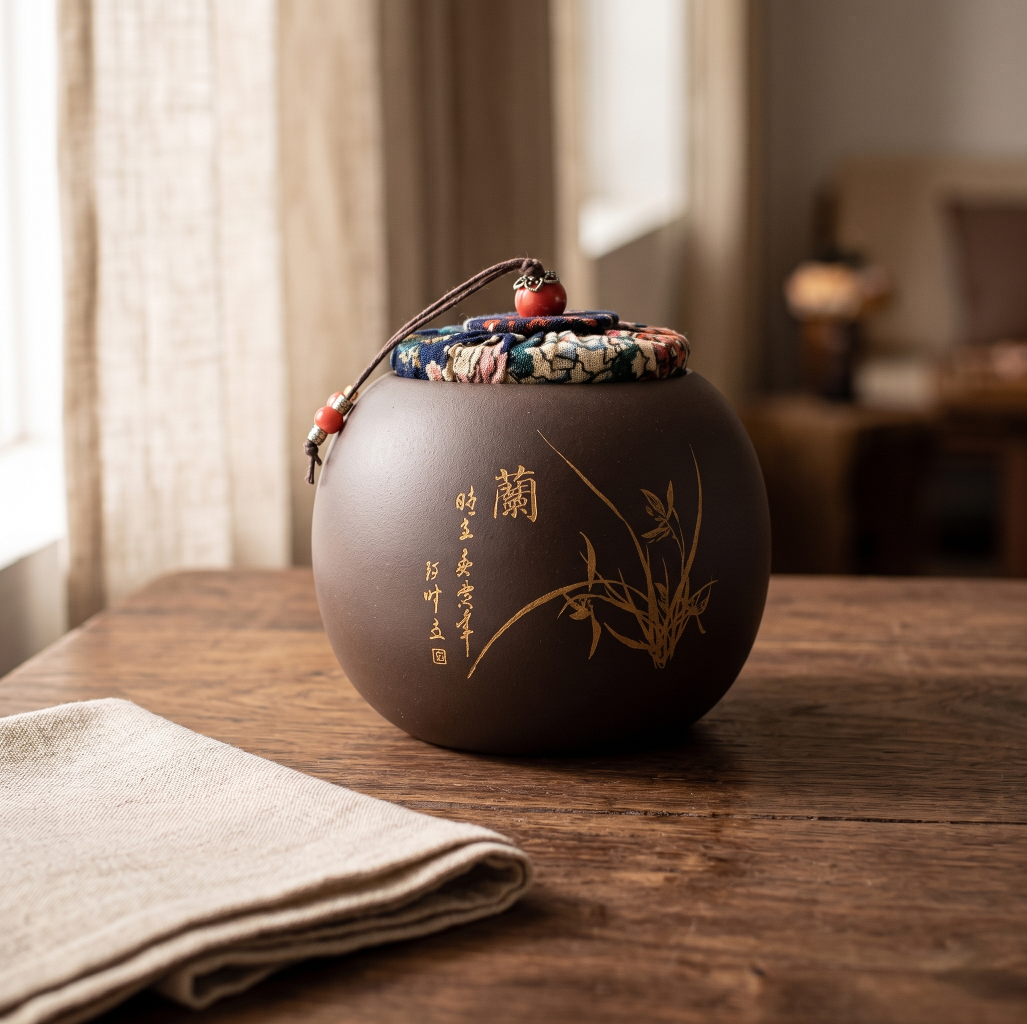 Boîte à thé en argile violette scellée — Conservation hermétique thé & café