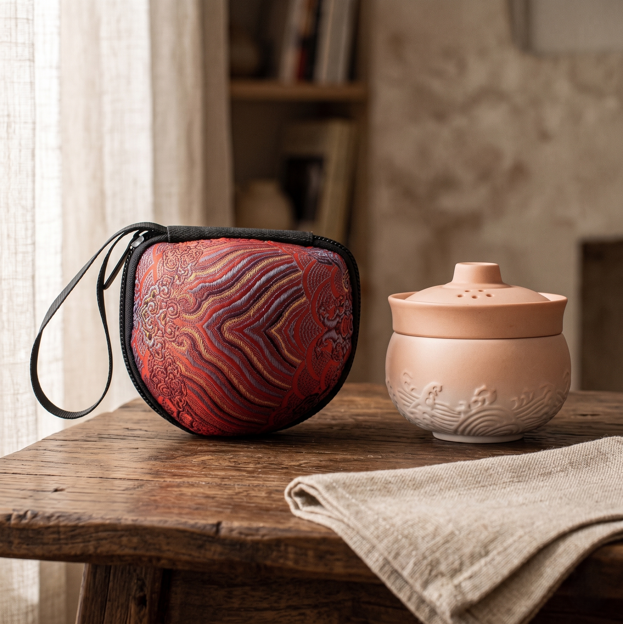 Tasse solo rose avec son étui de voyage