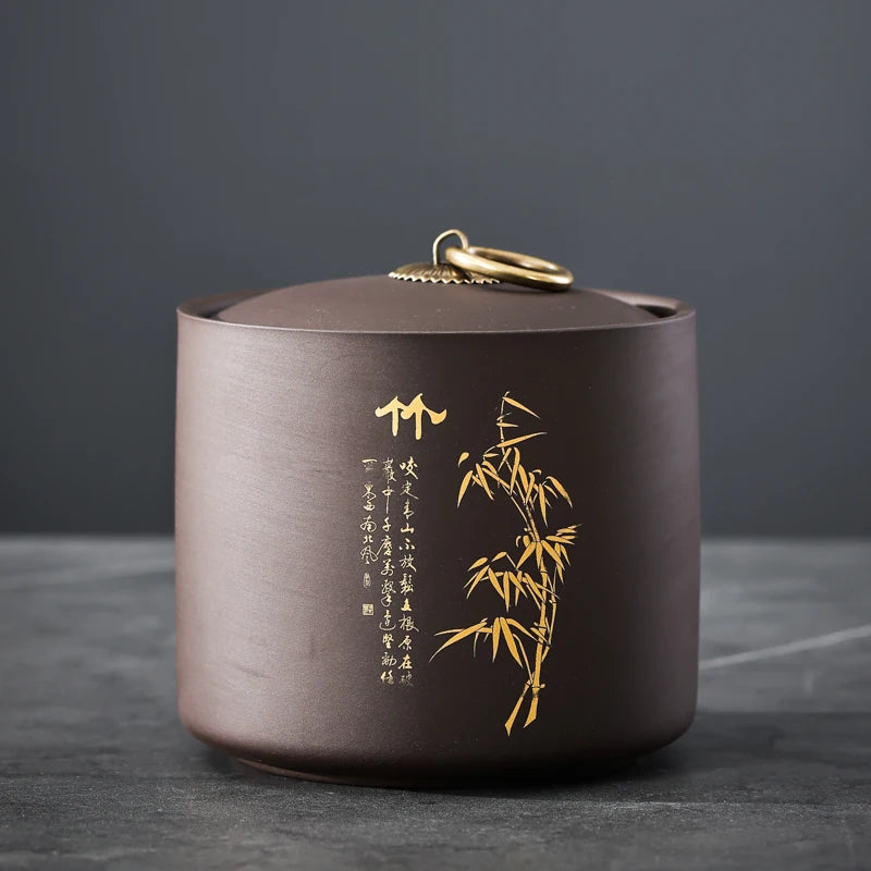 Petite boîte à thé en argile violette — Pot hermétique anti-humidité