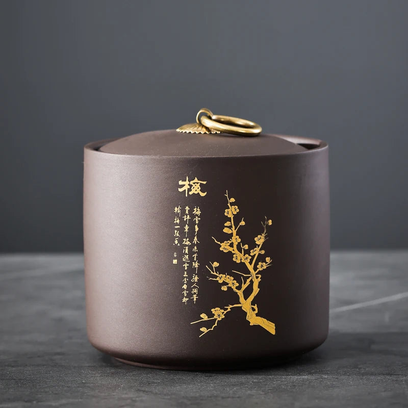 Petite boîte à thé en argile violette — Pot hermétique anti-humidité