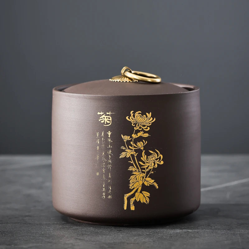 Petite boîte à thé en argile violette — Pot hermétique anti-humidité