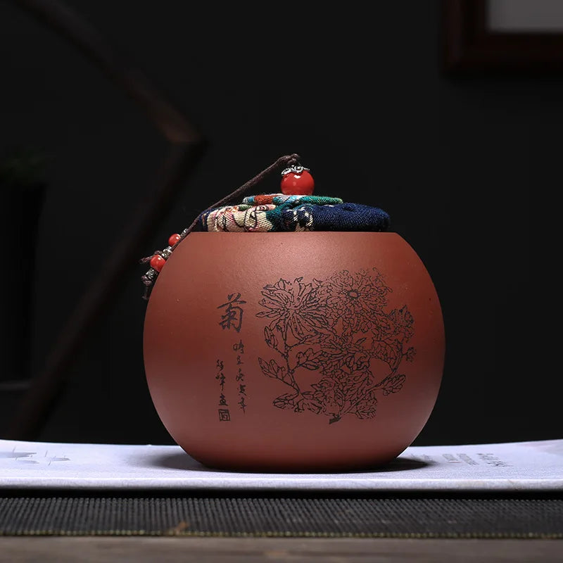 Boîte à thé en argile violette scellée — Conservation hermétique thé & café