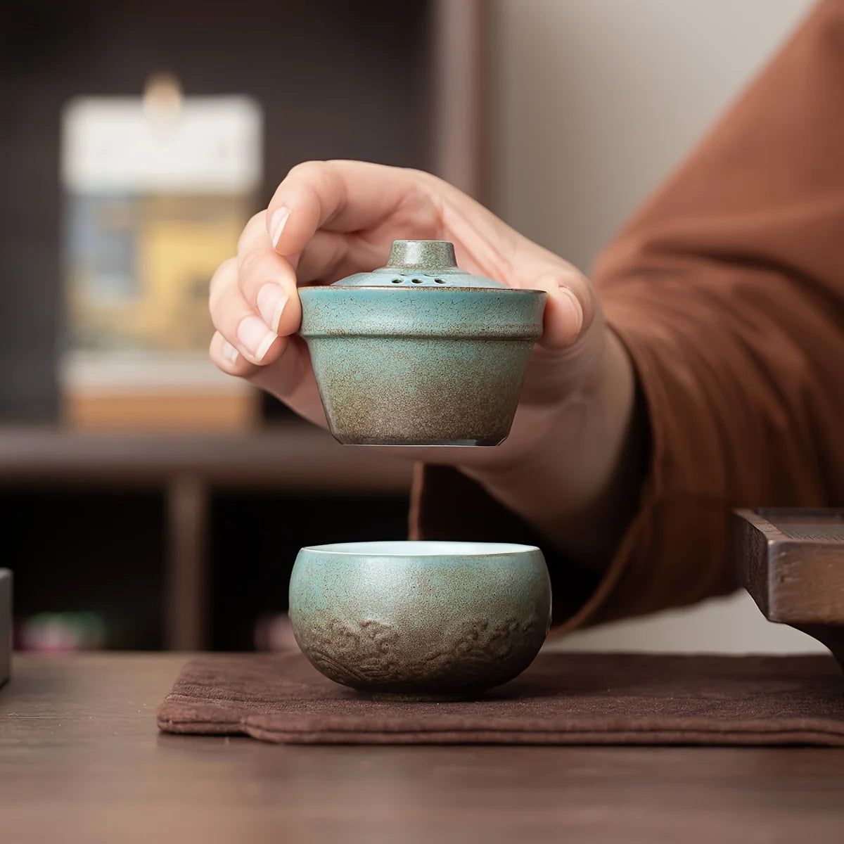 Kit de voyage thé ultra-léger en céramique — Tasse solo avec étui