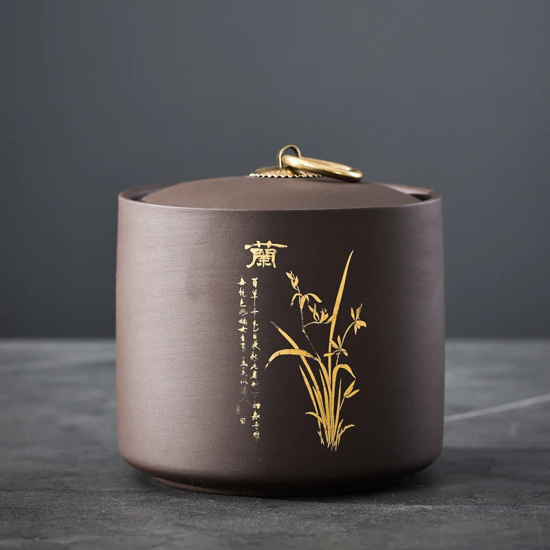 Petite boîte à thé en argile violette — Pot hermétique anti-humidité