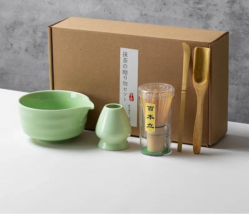 Coffret Matcha traditionnel en céramique & bambou — 4, 5 ou 6 pièces