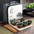 Porcelain Gong Fu Tea Set — Travel set with 4 cups & teapot