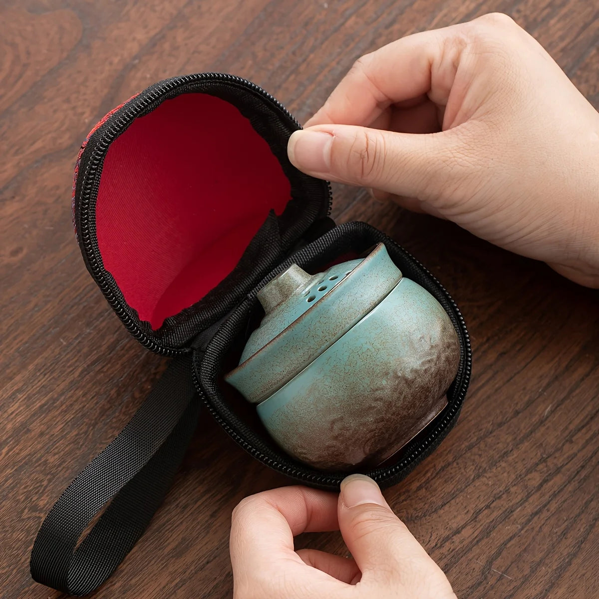 Kit de voyage thé ultra-léger en céramique — Tasse solo avec étui