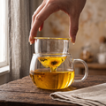 Tasse a the premium avec infuseur en utilisation